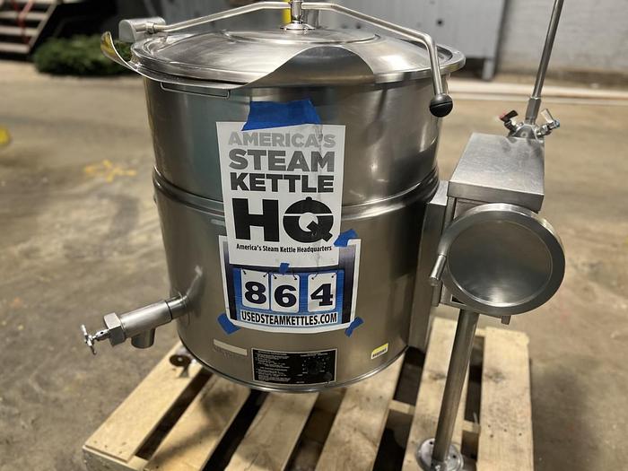 large used cleveland range kel 40 t 40 gal tilting 480 v 3 ph electric steam kettle w s s cover and 2