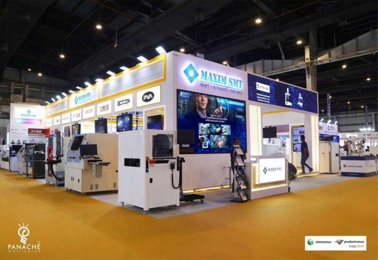 Panache Exhibitions is happy to be partnered with its esteemed client Maxim SMT for the successful participation at Productronica India 2024 held from 11th to 13th September 2024 at India Expo Mart Limited IEML 768x528