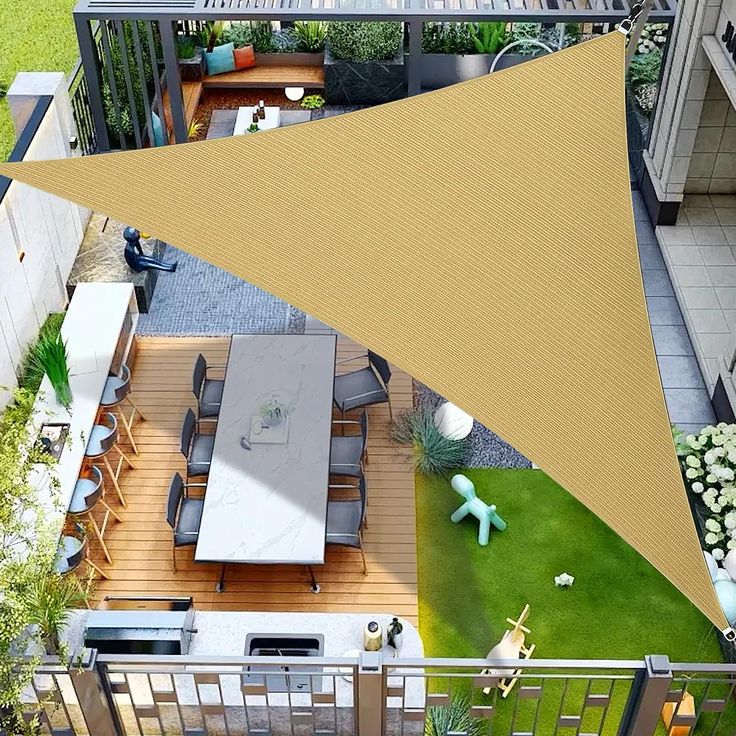 20 x 20 x 20 Triangle Sun Sail Shades Canopy UV Block Sun Shades Outdoor Patio Garden Backyard Pergola Shade Cover Sand