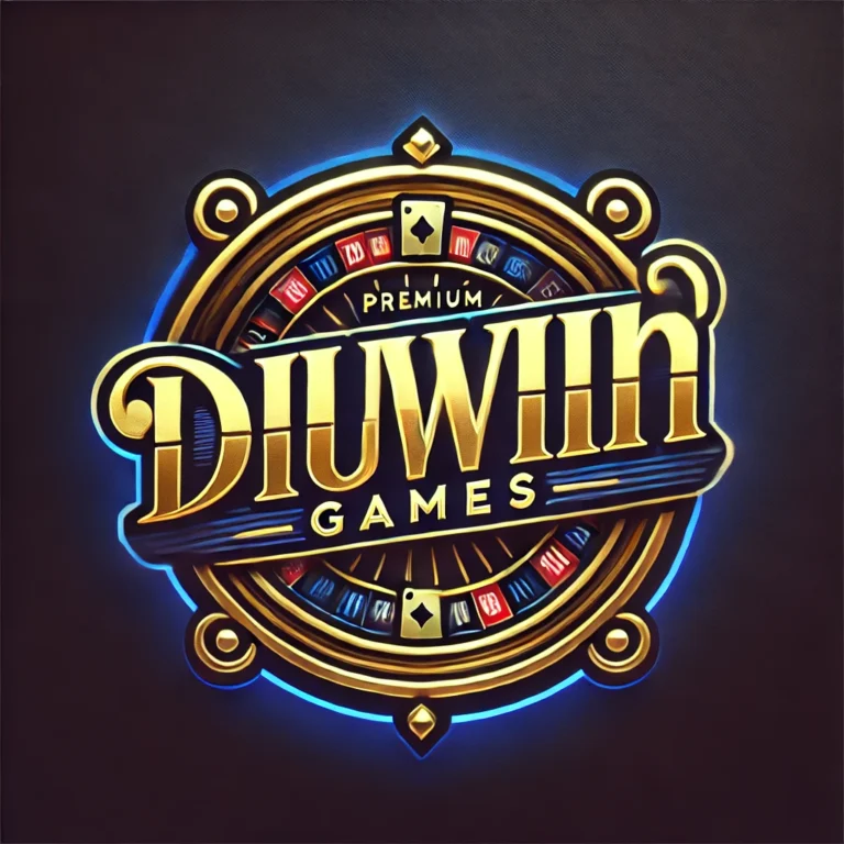 DALL·E 2025 03 05 11.41.39 A premium AI generated logo for Diuwin Games featuring a modern and stylish aesthetic. The design showcases a gold and deep blue color scheme symb 768x768