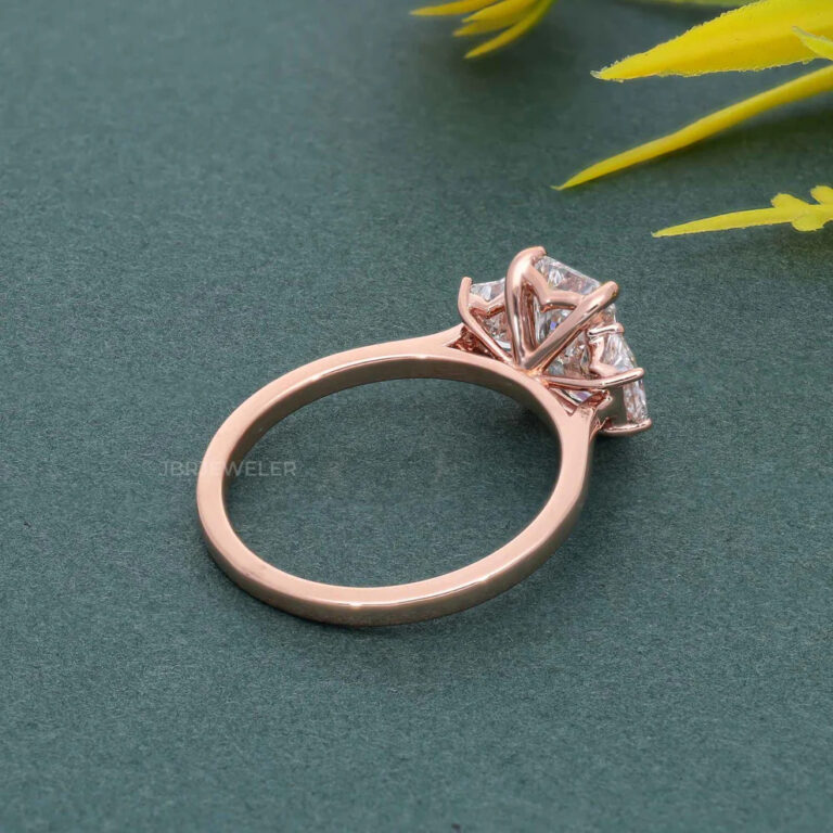 2Ct Radiant Cut Lab Grown Side Trapezoid Engagement Ring 5 768x768