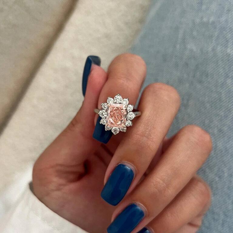 Fancy Pink Lab Grown Diamond Floral Diana Engagement Ring 2 768x768