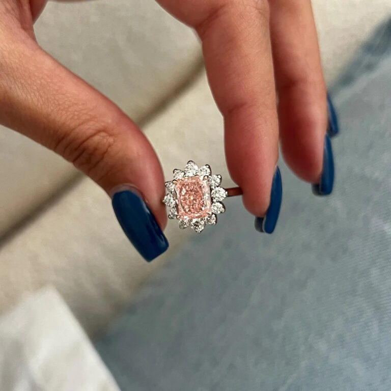 Fancy Pink Lab Grown Diamond Floral Diana Engagement Ring 3 768x768