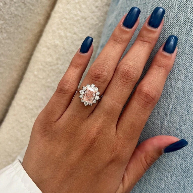 Fancy Pink Lab Grown Diamond Floral Diana Engagement Ring 5 768x768