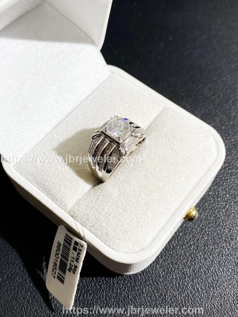 high quality 1 5ct 7 4mm round cut moissanite hip hop 925 silver white gold plated rings for men jbr jeweler 1 768x1024