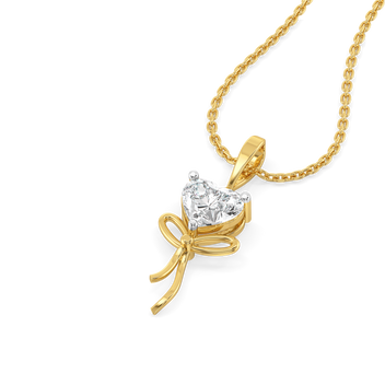 Little Bow Heart Pure Gold Lab Diamond Pendant 1
