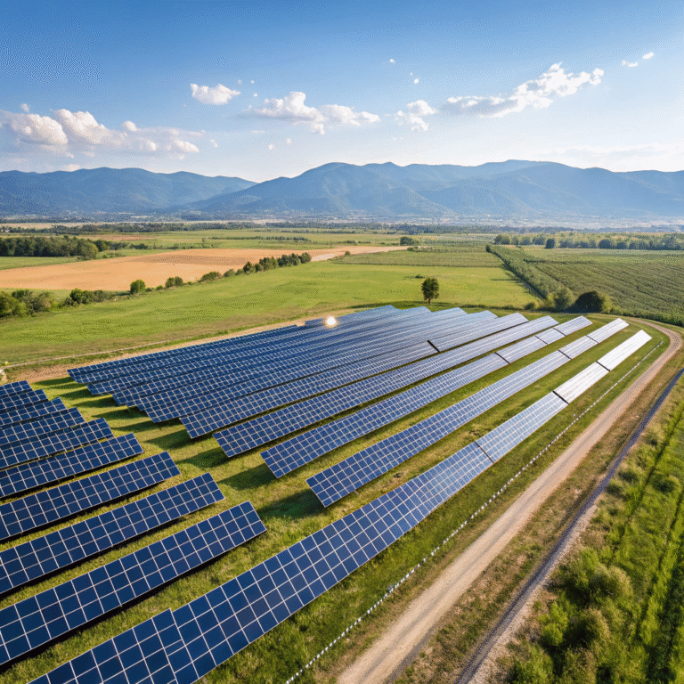 a large solar power plant with rows of blue photov 1 768x768