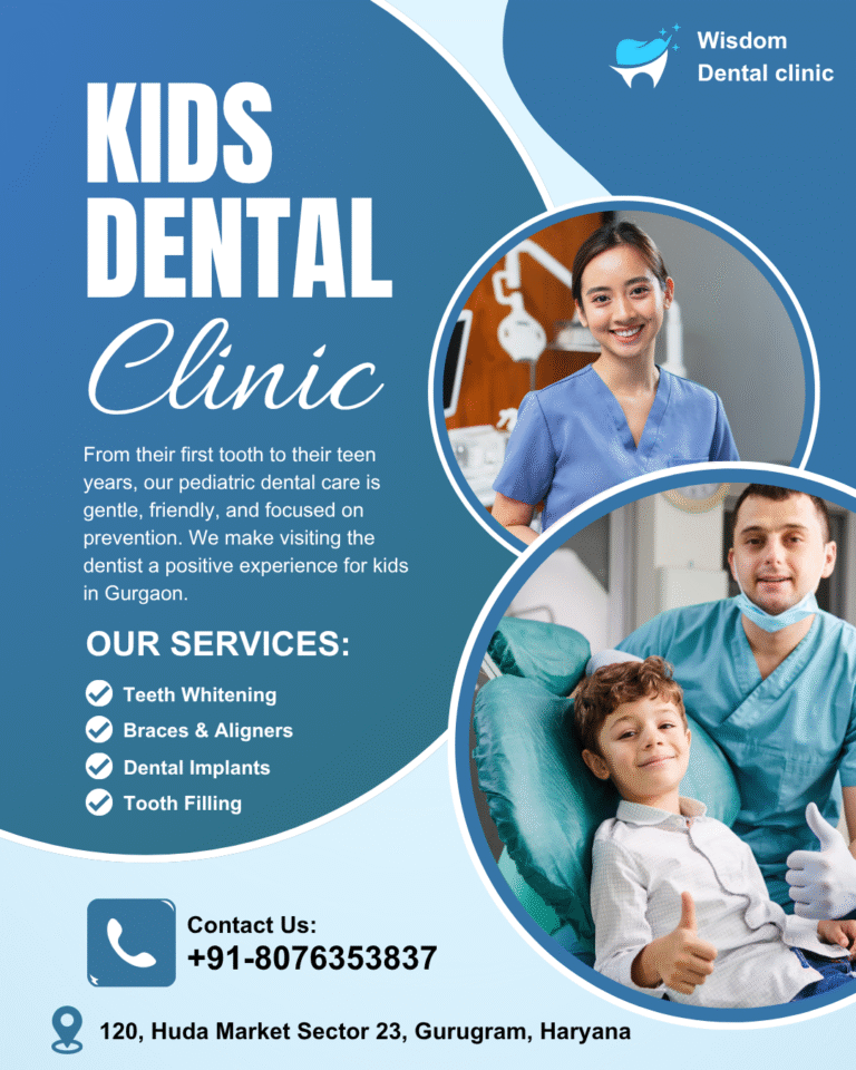Blue and White Modern Kids Dental Clinic Instagram Post 768x960